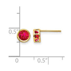 14k 5mm Round Bezel July/Ruby Post Earrings