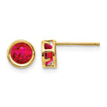 14k 5mm Round Bezel July/Ruby Post Earrings