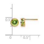 14k 5mm Round Bezel August/Peridot Post Earrings