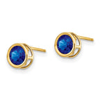 14k 5mm Round Bezel September/Sapphire Post Earrings