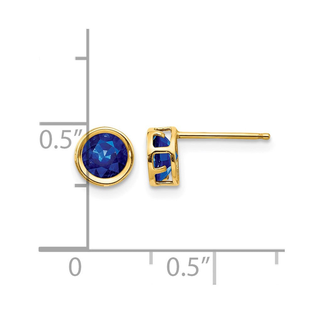 14k 5mm Round Bezel September/Sapphire Post Earrings
