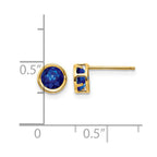 14k 5mm Round Bezel September/Sapphire Post Earrings