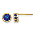 14k 5mm Round Bezel September/Sapphire Post Earrings