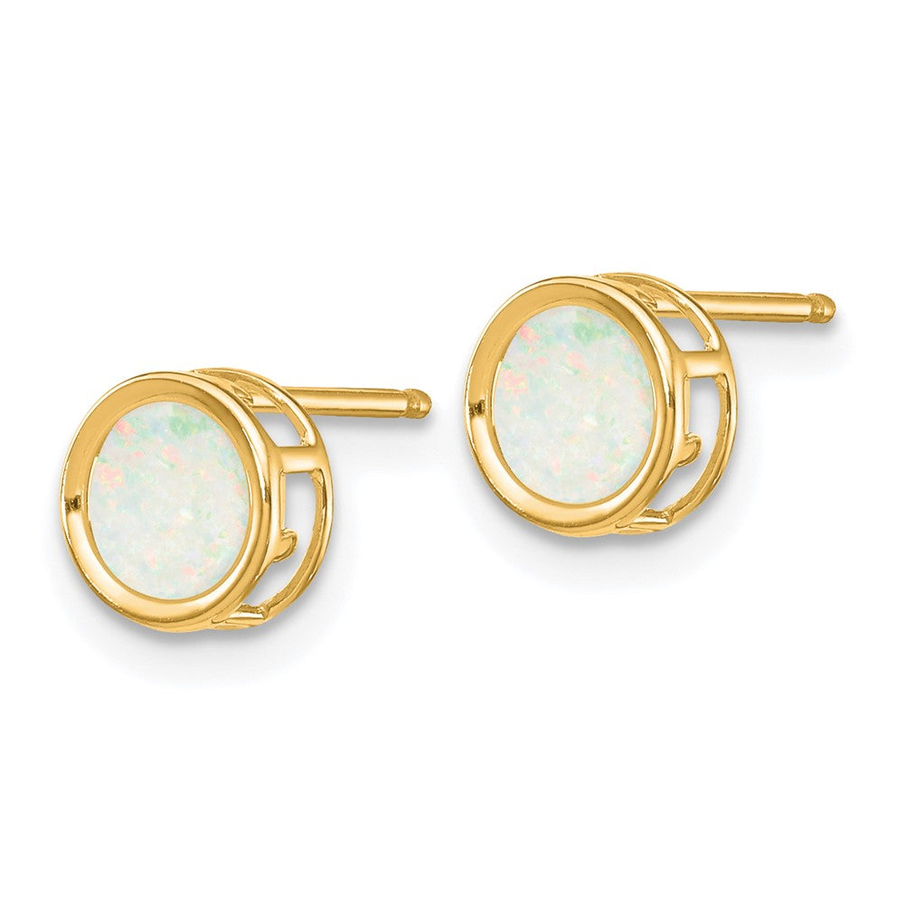 14k 5mm Round Bezel October/Opal Post Earrings