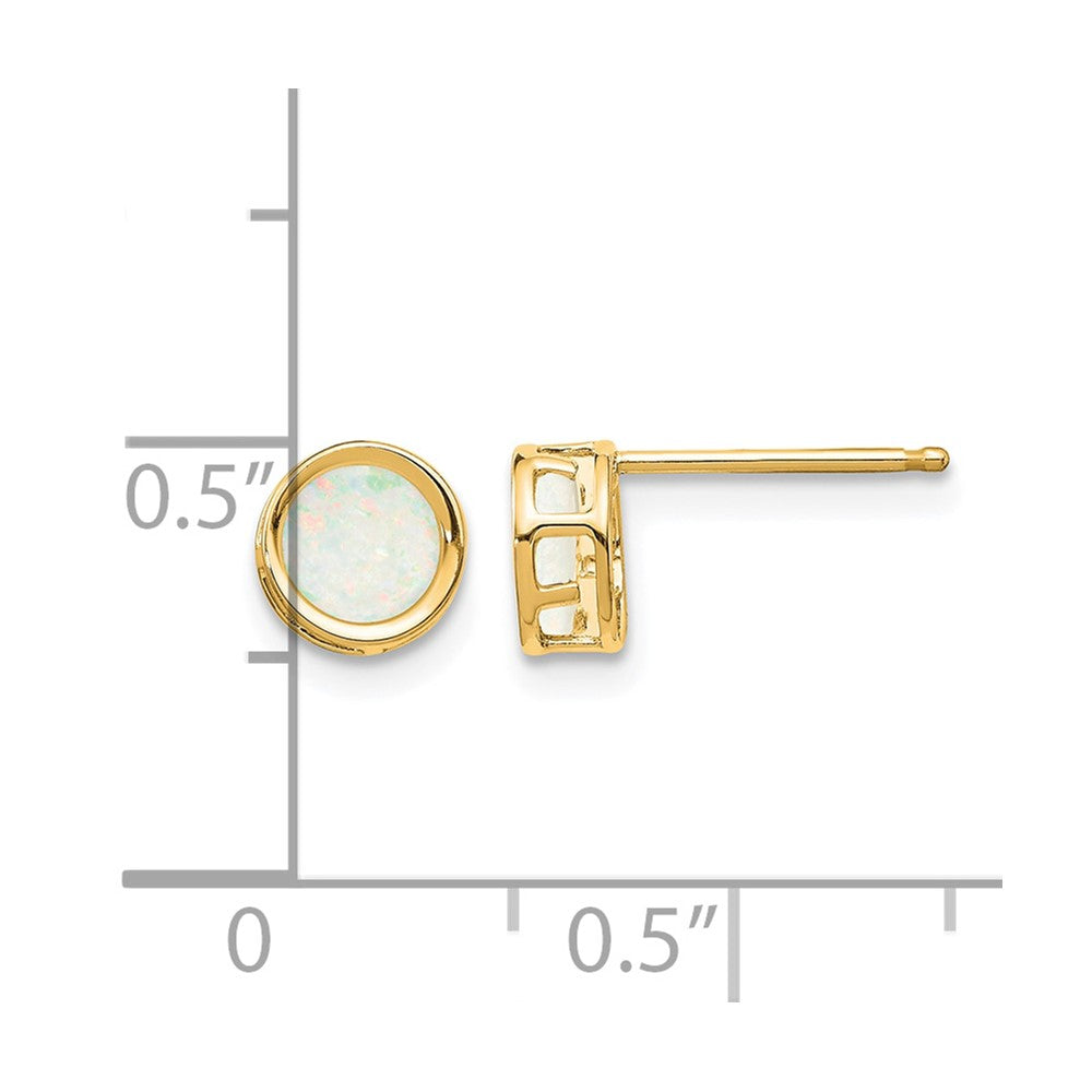 14k 5mm Round Bezel October/Opal Post Earrings