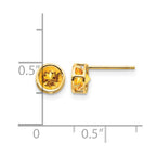 14k 5mm Round Bezel November/Citrine Post Earrings