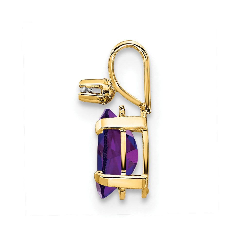 14k Diamond and 6x4 Oval February/Amethyst Birthstone Pendant