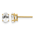 14k 6x4 Oval April/White Topaz Post Earrings