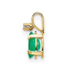 14k Diamond and 6x4 Oval May/Emerald Birthstone Pendant