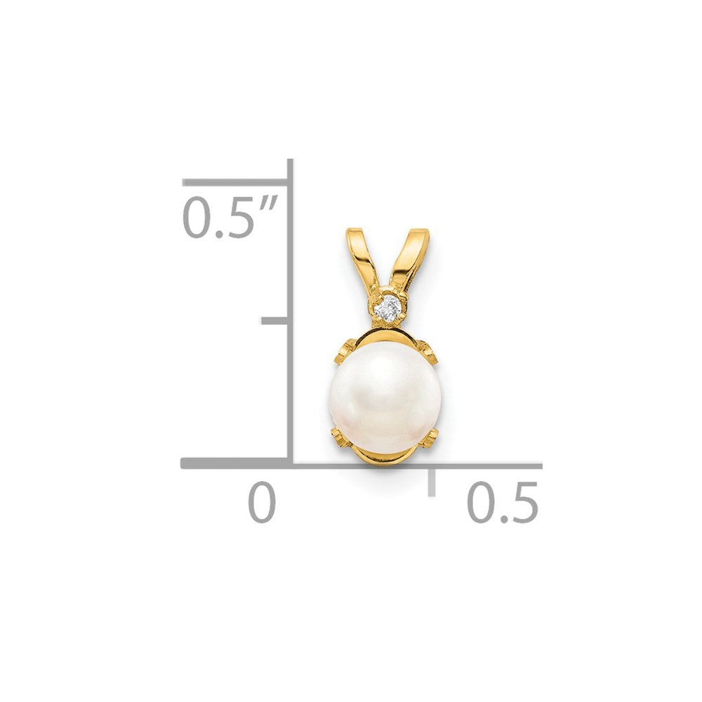 14k Diamond and 4.5mm June/Freshwater Cultured Pearl Birthstone Pendant