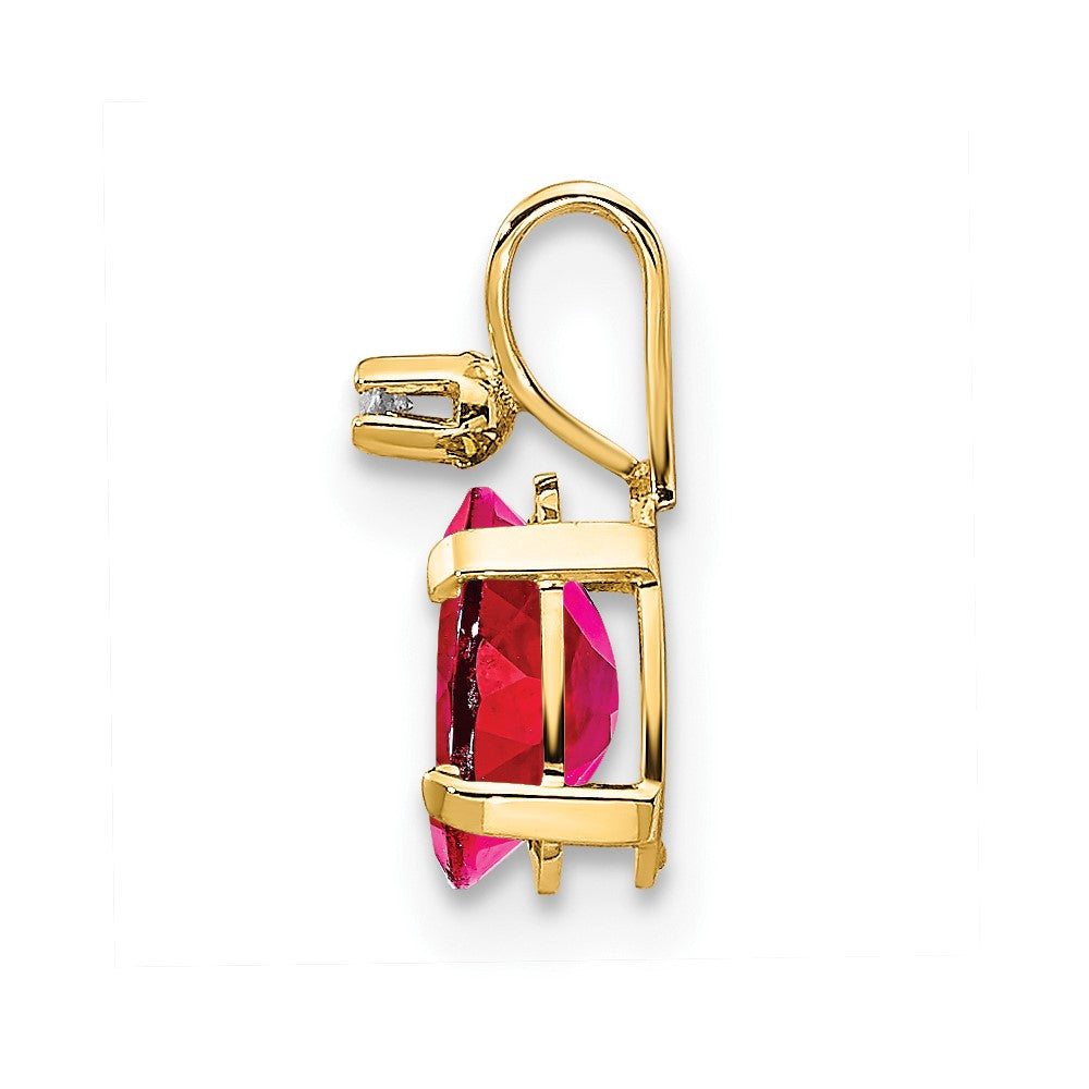 14k Diamond and 6x4 Oval July/Ruby Birthstone Pendant