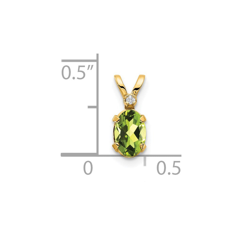 14k Diamond and 6x4 Oval August/Peridot Birthstone Pendant