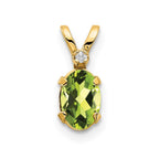 14k Diamond and 6x4 Oval August/Peridot Birthstone Pendant