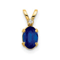 14k Diamond and 6x4 Oval September/Sapphire Birthstone Pendant