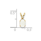 14k Diamond and 6x4 Oval October/Opal Birthstone Pendant