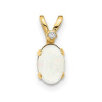 14k Diamond and 6x4 Oval October/Opal Birthstone Pendant