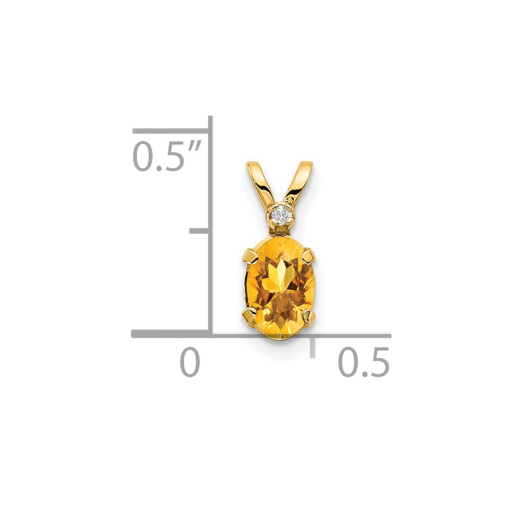 14k Diamond and 6x4 Oval November/Citrine Birthstone Pendant