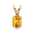 14k Diamond and 6x4 Oval November/Citrine Birthstone Pendant