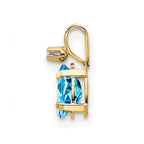 14k Diamond and 6x4 Oval December/Blue Topaz Birthstone Pendant