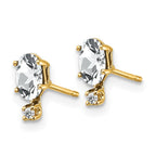 14k Diamond and 5x3 Oval April/White Topaz Birthstone Earrings