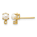 14k Diamond and 3.5mm June/Freshwater Cultured Pearl Birthstone Earrings