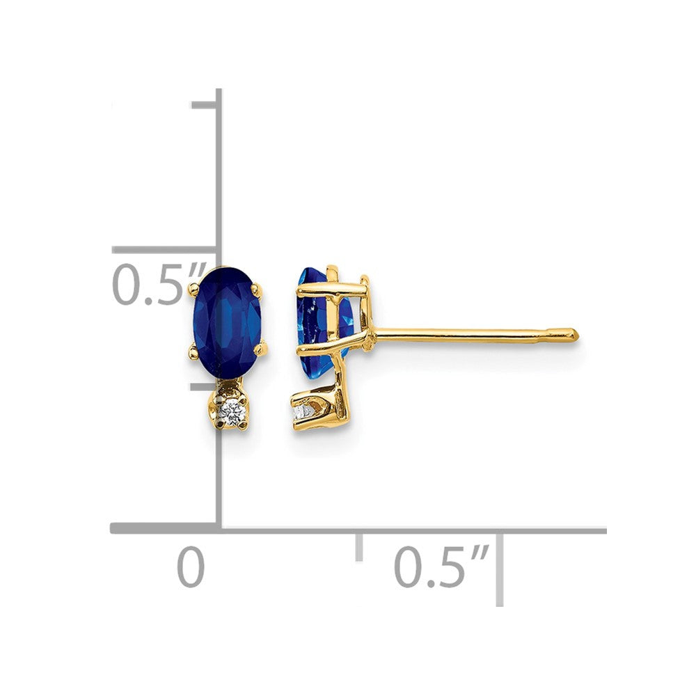 14k Diamond and 5x3 Oval September/Sapphire Birthstone Earrings