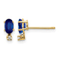 14k Diamond and 5x3 Oval September/Sapphire Birthstone Earrings