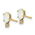 14k Diamond and 5x3 Oval October/Opal Birthstone Earrings
