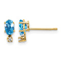 14k Diamond and 5x3 Oval December/Blue Topaz Birthstone Earrings