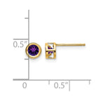 14k 4mm Round Bezel February/Amethyst Post Earrings