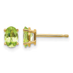 14k 6x4 Oval August/Peridot Post Earrings