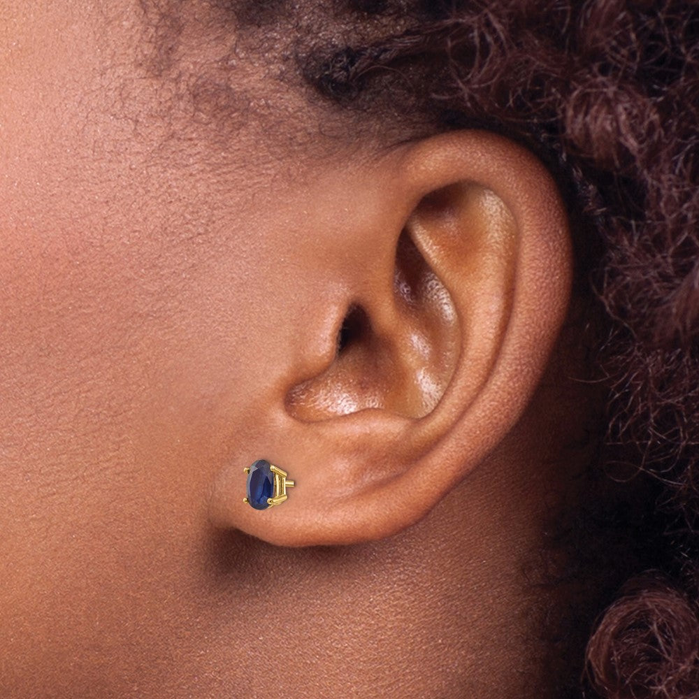 14k 6x4 Oval September/Sapphire Post Earrings