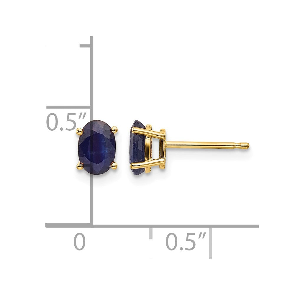 14k 6x4 Oval September/Sapphire Post Earrings