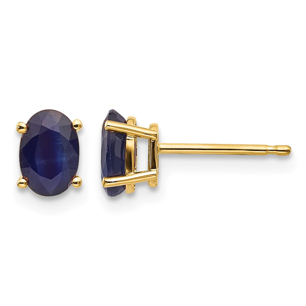 14k 6x4 Oval September/Sapphire Post Earrings