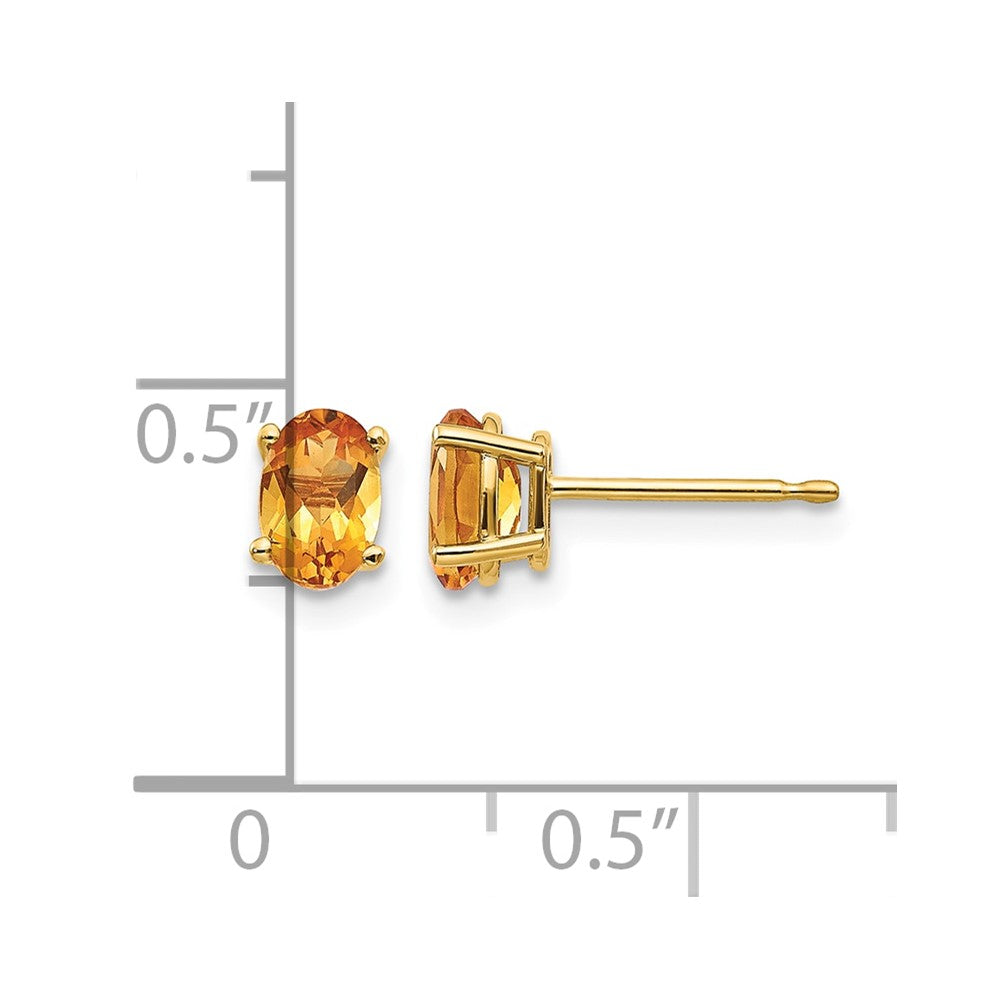 14k 6x4 Oval November/Citrine Post Earrings