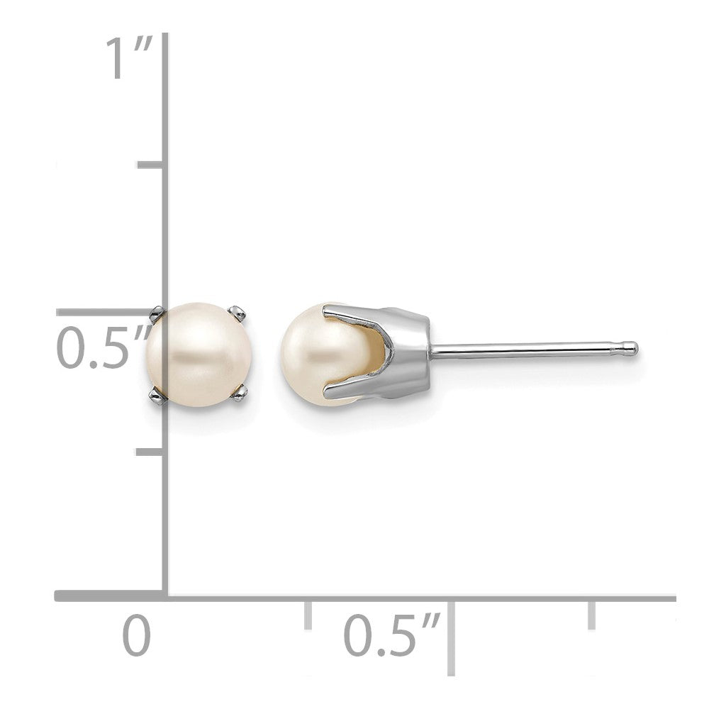 14k White Gold 5mm Round June/Freshwater Cultured Pearl Stud Earrings