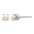 14k White Gold 5mm Round June/Freshwater Cultured Pearl Stud Earrings