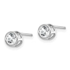 14k White Gold 4mm Round Bezel April/White Topaz Post Earrings