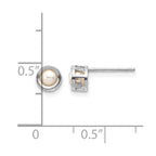 14k White Gold 4mm Round Bezel June/Freshwater Cultured Pearl Post Earrings