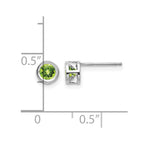 14k White Gold 4mm Round Bezel August/Peridot Post Earrings