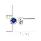 14k White Gold 4mm Round Bezel September/Sapphire Post Earrings
