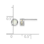 14k White Gold 4mm Round Bezel October/Opal Post Earrings