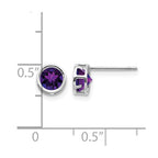 14k White Gold 5mm Round Bezel February/Amethyst Post Earrings