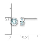 14k White Gold 5mm Round Bezel March/Aquamarine Post Earrings