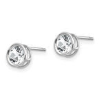 14k White Gold 5mm Round Bezel April/White Topaz Post Earrings