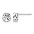 14k White Gold 5mm Round Bezel April/White Topaz Post Earrings