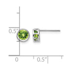 14k White Gold 5mm Round Bezel August/Peridot Post Earrings