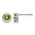 14k White Gold 5mm Round Bezel August/Peridot Post Earrings