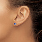 14k White Gold 5mm Round Bezel September/Sapphire Post Earrings