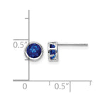 14k White Gold 5mm Round Bezel September/Sapphire Post Earrings